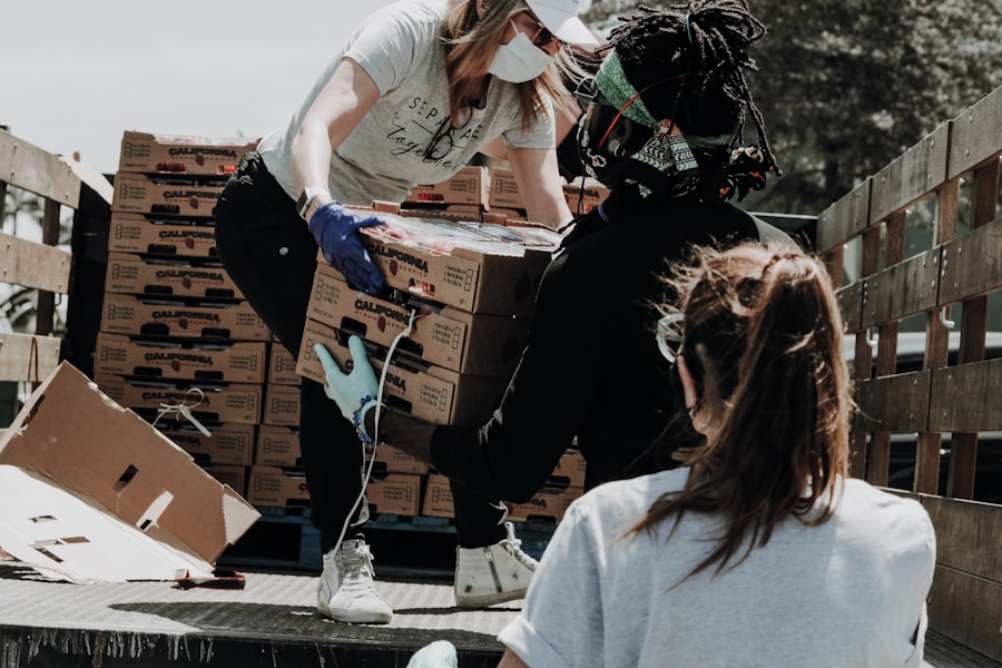 Volunteers serving hot meals
